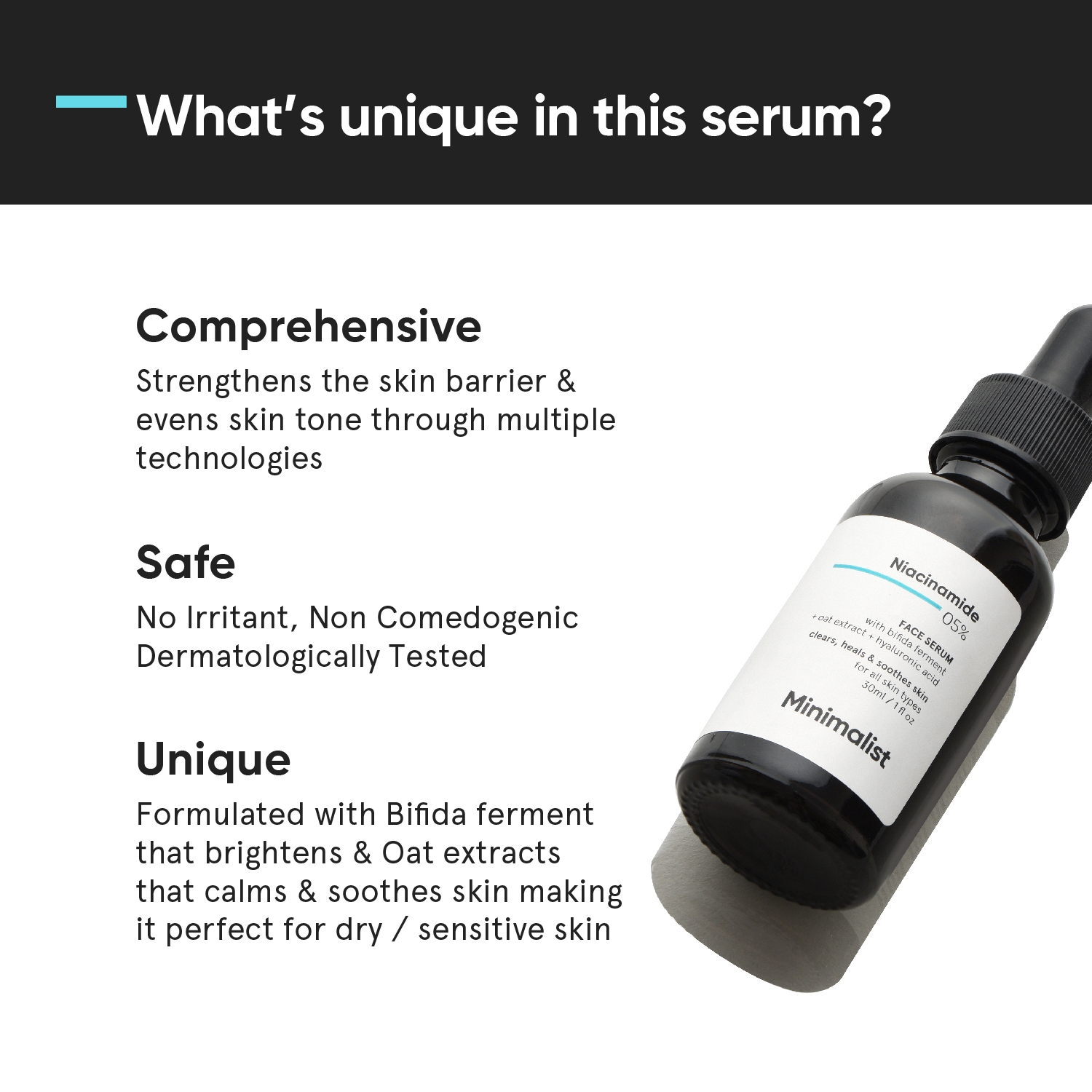 Minimalist 5% Niacinamide Serum for Clear Glowing Skin | With 1% Hyaluronic Acid for Hydration | Pore Minimizer for Face | Clears Acne Marks & Blemishes | For Women & Men | 1 Fl Oz / 30 ml 3