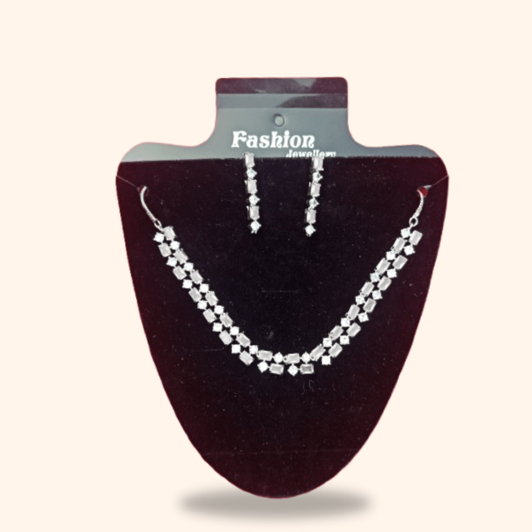 Women's Fashion Jewelry Set – Silver Plated Necklace, Earrings & Maang Tikka with Blue Stones – Bridal & Party Wear 2