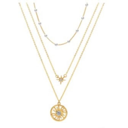 3 Layer Necklace for Women, Stackable Chain and Pearl Choker Collarbone 1