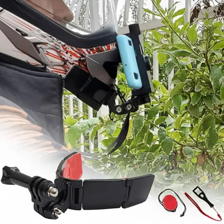 Motovlog Helmet Chin Mount Plus Phone Holder for All Mobile and Gopro 5