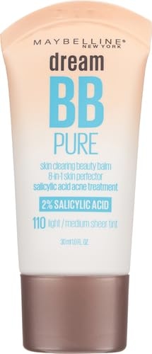 Maybelline Dream Pure Skin Clearing BB Cream, 8-in-1 Skin Perfecting Beauty Balm With 2% Salicylic Acid- Sheer Tint Coverage-Oil-Free- Light/Medium-1 Count 1