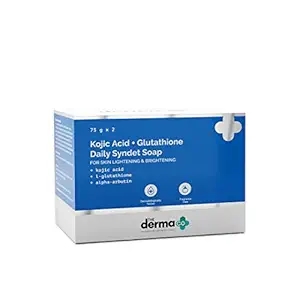 The Derma Co Kojic Acid + Glutathione Daily Syndet Soap with L-Glutathione & Alpha Arbutin | Reduces Dark Spots, Pigmentation & Blemishes | Brightens Skin | For Men & Women | 75 g x 2 1