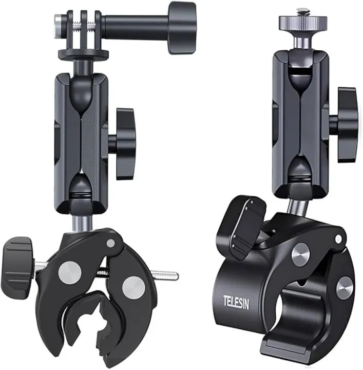 TELESIN Camera Clamp Mount Bike Motorcycle Handlebar Mounts Accessories, Tube Clamp ,Bike Holder,Bike Mount360 Ball Joint Tube Roll Bar Holder Clip for DJI Osmo Action 6/Osmo Nano/Action 5 4 Pro/Hero 13 12 11 10 9 8 7/Insta 360 X5 X4 2