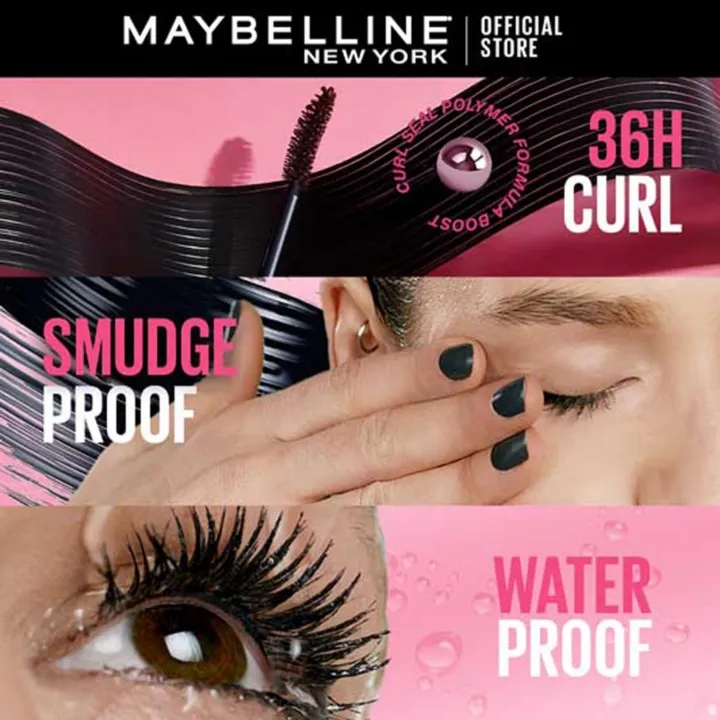 Maybelline New York Mascara, Curls Lashes, Highly Pigmented Colour, Long-lasting, Waterproof, Hypercurl , Black, 9.2ml 4