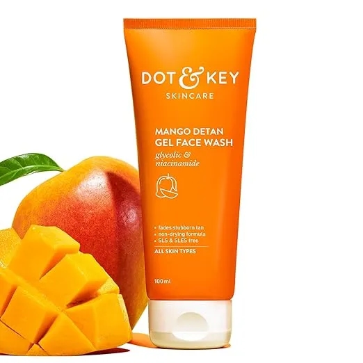 Dot & Key Mango Detan Gel Face Wash | Gently Cleanses Skin From Dirt & Oil | Fades Stubborn Tan | For All Skin Types | 100ml 1