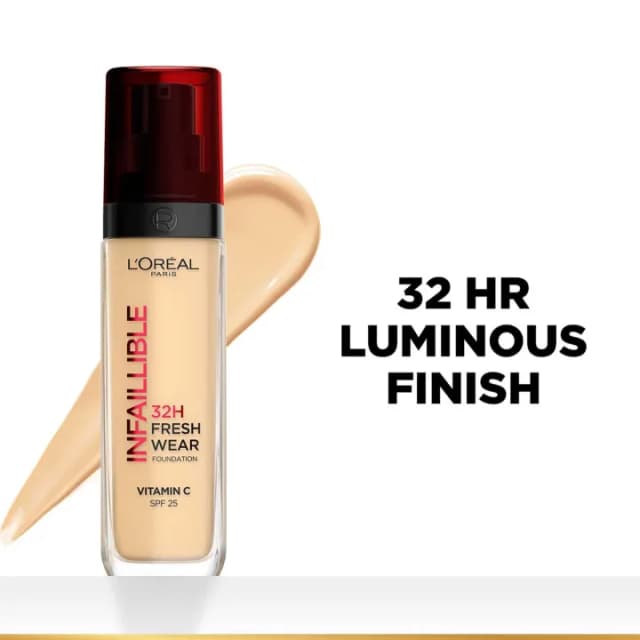 Loreal Paris Infallible 32H Fresh Wear Foundation - Natural Wear Luminous Finish Foundation , 30ml