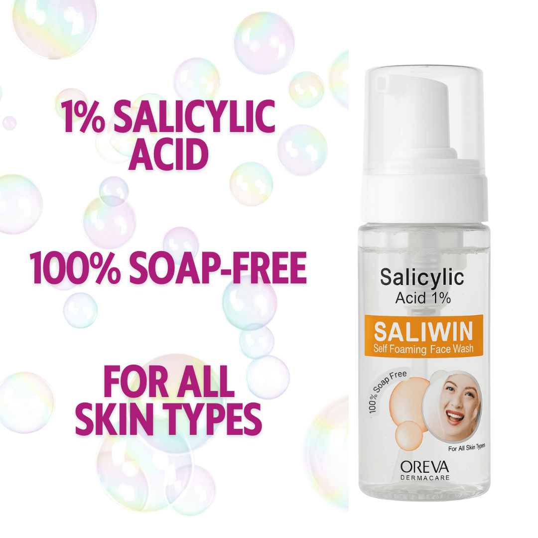 Oreva Dermacare Saliwin Self Foaming 1% Salicylic Acid Face Wash 150ml | For Oily & Acne-Prone Skin 3