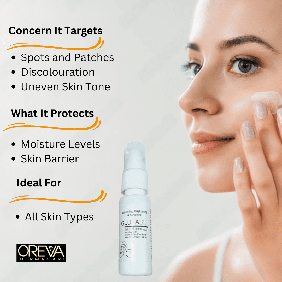 Oreva Derma Care Glutasil Cream 30g – Gluta Cream For Lightening & Brightening Skin Tone | Reduces Dark Spots & Improves Skin Texture 3