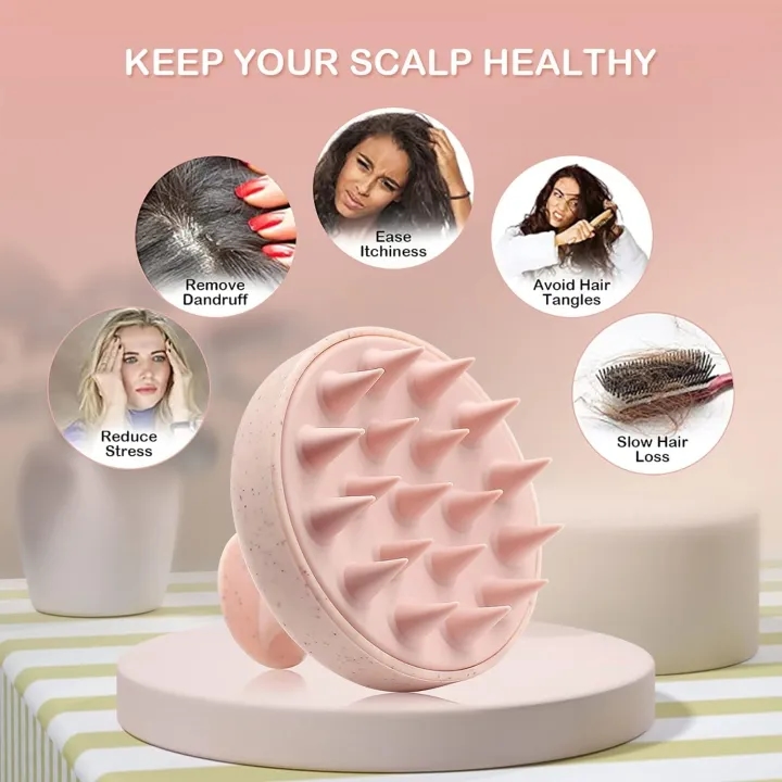 Round Hair Scalp Manual Massager Shampoo Hair Brush Super Soft Bristles for Exfoliating, Anti-Dandruff 1