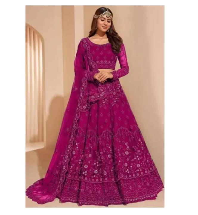 Awafu Semi Stitched Lehenga Choli Red