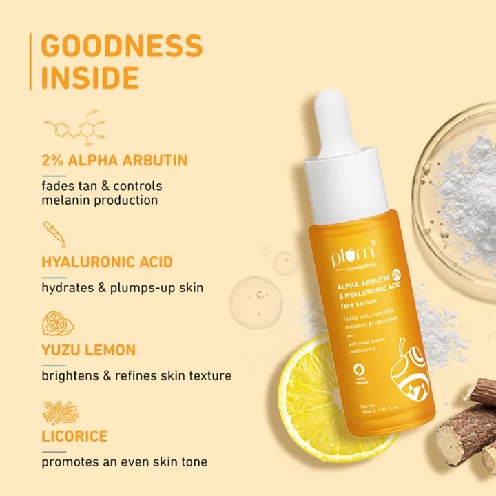 Plum 2% Alpha Arbutin & Hyaluronic Acid Face Serum With Yuzu Lemon (30ml) 4