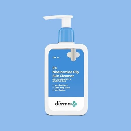 The Derma Co 2% Niacinamide Oily Skin Cleanser for Sensitive, Oily & Combination Skin 125 ml Non-Irritant | 100% Soap-Free | Non-Drying | Gently Cleanses Makeup | With 0.1% ww Salicylic Acid 2