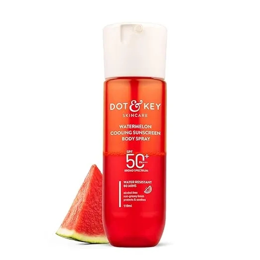 DOT & KEY Watermelon Cooling Sunscreen Body Spray Spf 50 Pa+++ For All Skin Types - 110Ml | Sun Protection Lotion | Broad Spectrum Uv Protection | Alcohol Free |Non Greasy & Non Sticky | For Women & Men 1