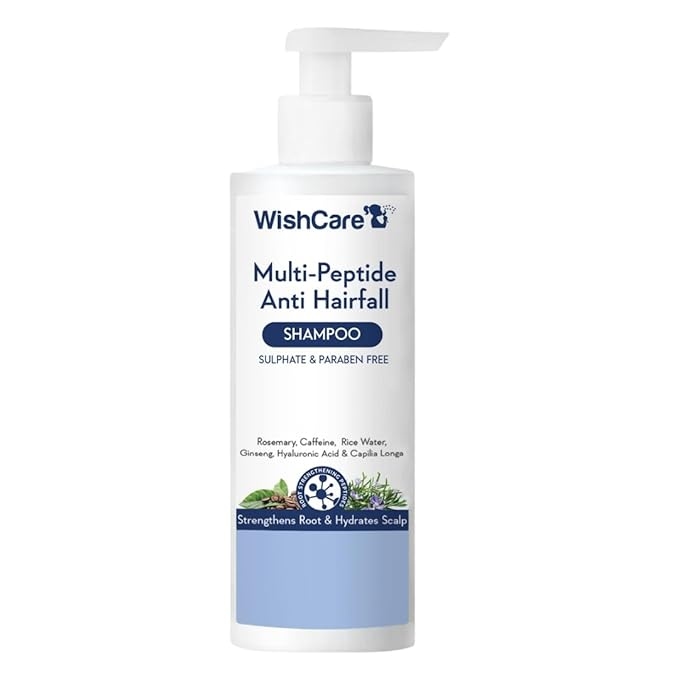 WishCare Multi Peptide Anti Hairfall Shampoo - Rice Water, Rosemary, Capilia Longa, Hyaluronic Acid & Caffeine 250ml 1