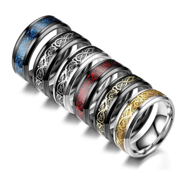 VaryGood Dragon Ring Beveled Edge Finger Ring For Men