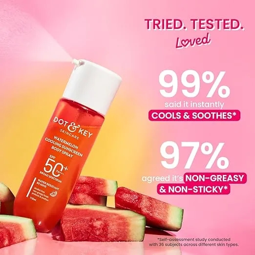 DOT & KEY Watermelon Cooling Sunscreen Body Spray Spf 50 Pa+++ For All Skin Types - 110Ml | Sun Protection Lotion | Broad Spectrum Uv Protection | Alcohol Free |Non Greasy & Non Sticky | For Women & Men 2