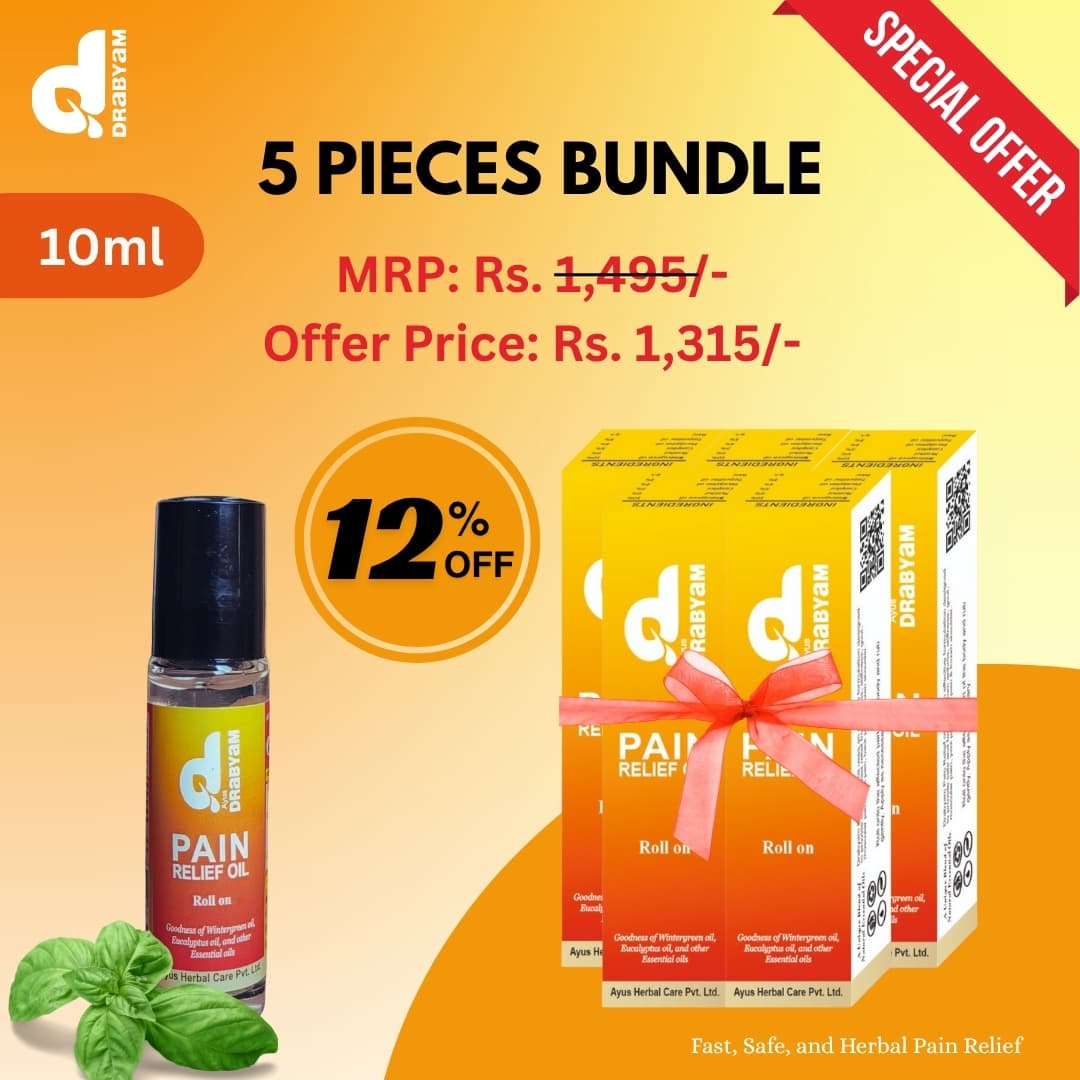 Drabyam Pain Relief Oil Roll-On 10ml - 5 Pieces Bundle