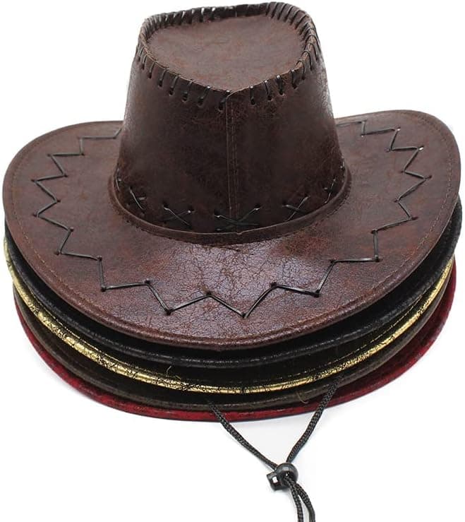 Western Cowboy Hat, Faux Suede, Wide Brim, Stitched Detail, Unisex