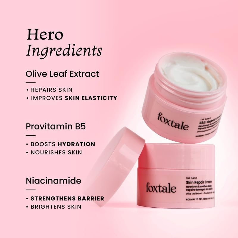 Foxtale Skin Repair Cream With Olive Leaf Extract, Provitamin B5 & Niacinamide (50g) 3