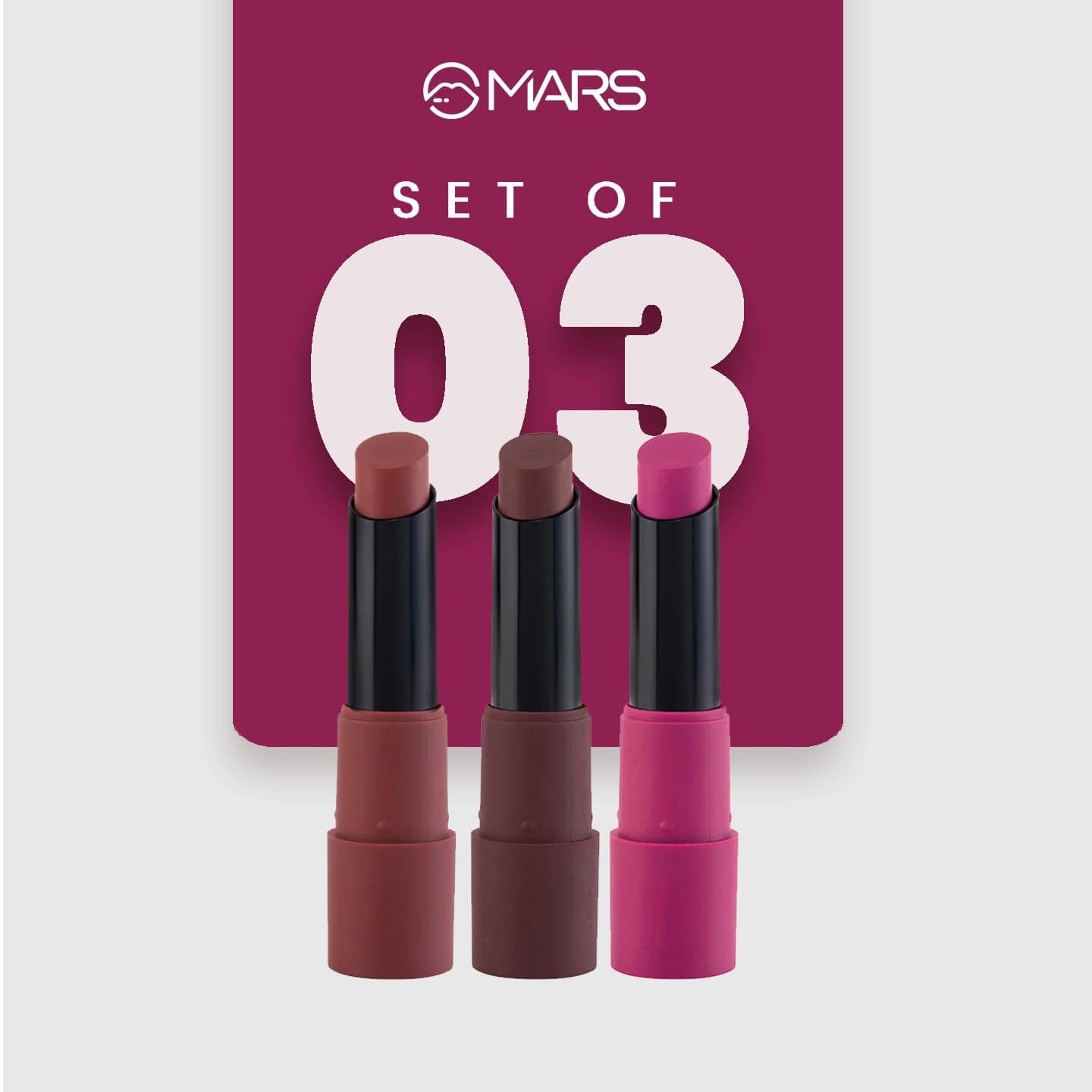 MARS Matte Box Set of 3 Lipsticks for Women | Long-Lasting | Smooth Finish | Moisturizing | One Swipe Pigmentation 3x3.2 gm 06-All Rounder 6
