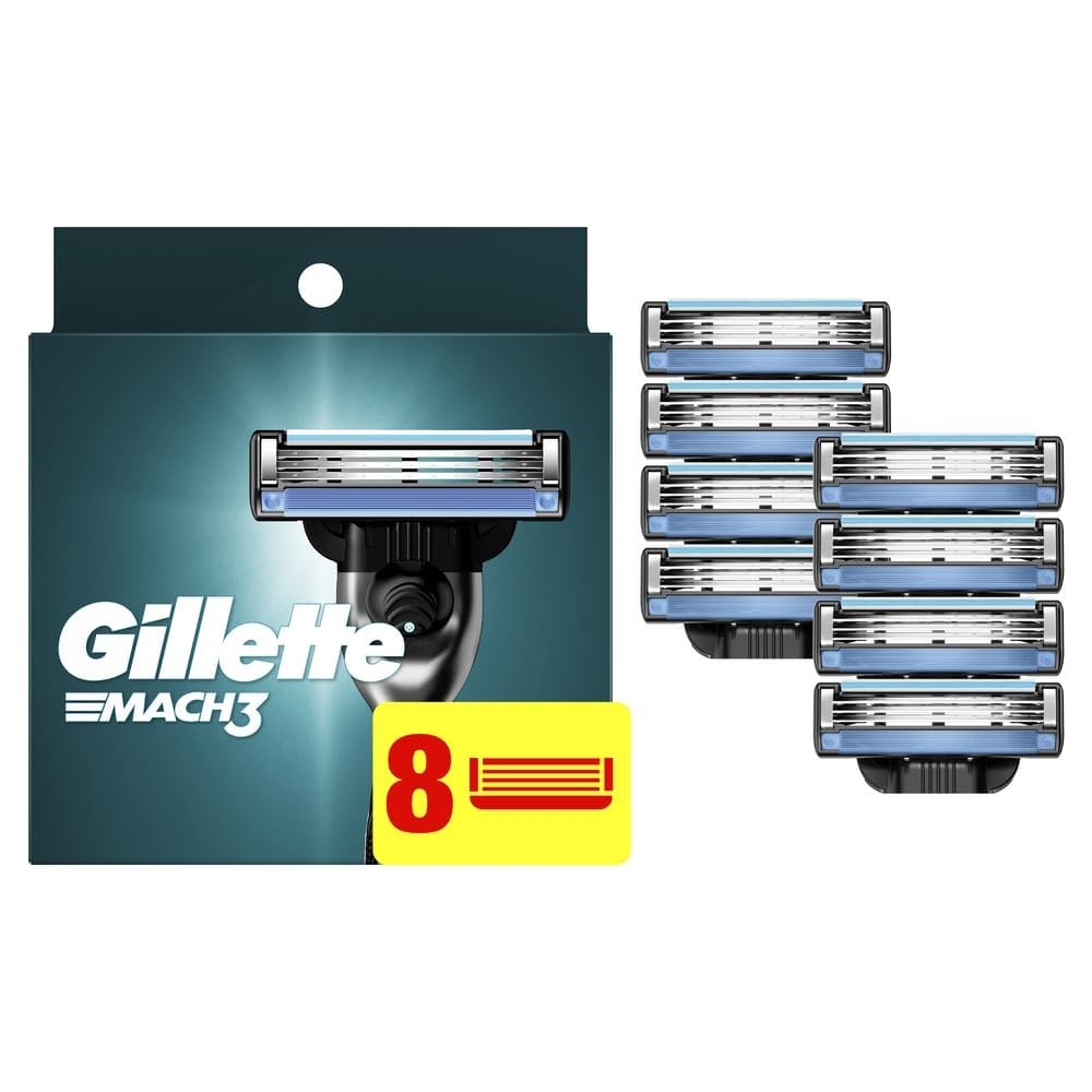 Gillette Mach3 Razor Refills for Men, 8 Razor Blade Refills 1
