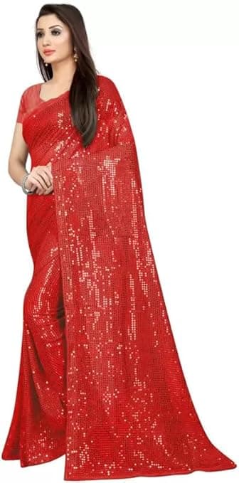 Embroidered Bollywood Georgette Saree (Red) Line-Seq Red Anubhav ent. 2