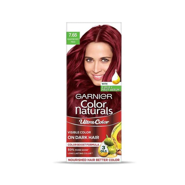 Garnie Color Naturals Creme Hair Color - 7.65 Raspberry Red (55ml+50g)