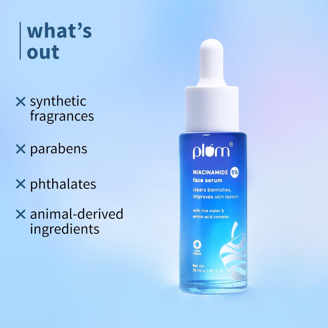 Plum 5% Niacinamide Face Serum With Rice Water & Amino Acid Complex (30ml) 4