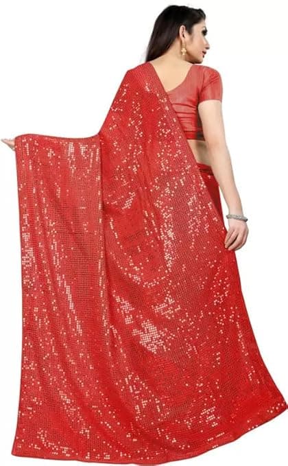 Embroidered Bollywood Georgette Saree (Red) Line-Seq Red Anubhav ent. 1