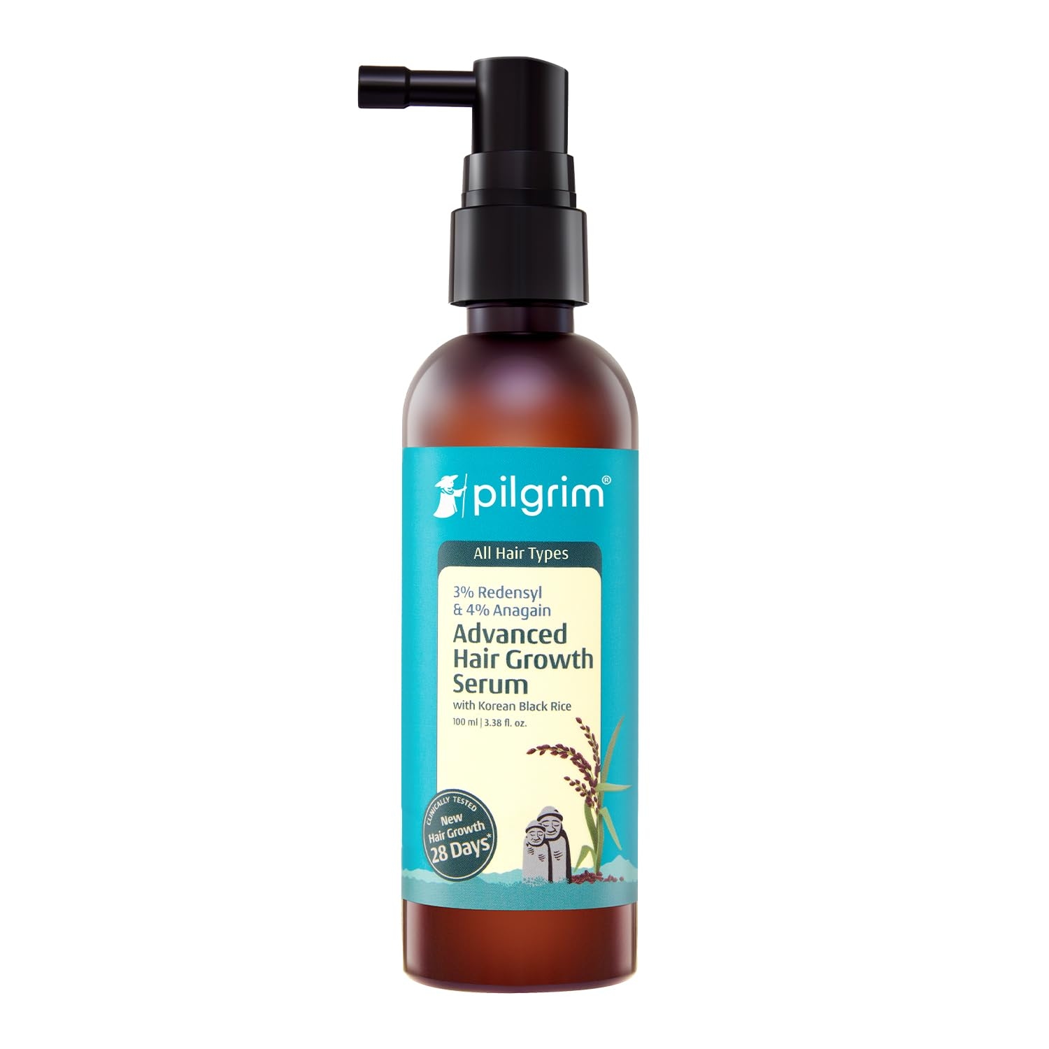 Pilgrim Redensyl 3% + Anagain 4% Advanced Hair Growth Serum (100ml) with Korean Black Rice, Controls Hair Fall, Stimulates Hair Growth, Increase Hair Density | HairGrowth Serum for Men & Women 1