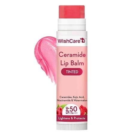WishCare Tinted Lip Balm SPF 50 PA+++ | Brightening Lip Balm for Dark Lips | Kojic Acid & Niacinamide | For Women | 5g 1