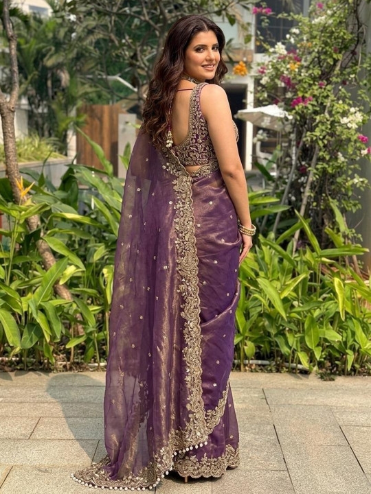 Embellished Embroidered Sequinned Sarees With Unstitched Blouse Piece 6