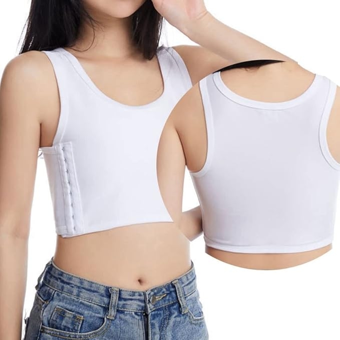 Bandage Trans Breathable Side Hook Bustier Bra Women's Corset Sports Bra Tank Tops Breathable Corsets Short Tomboy Short Chest Binder Top for Women 2