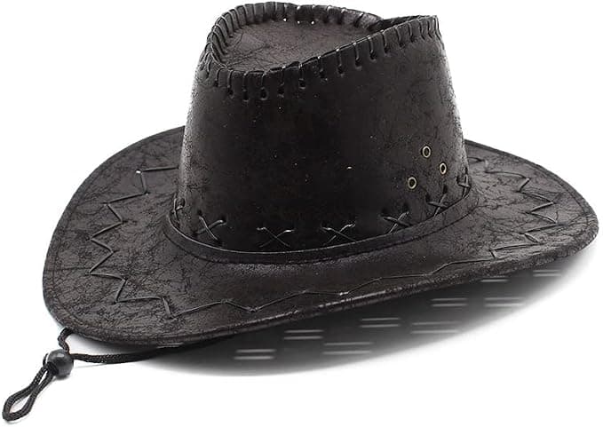 Western Cowboy Hat, Faux Suede, Wide Brim, Stitched Detail, Unisex 3
