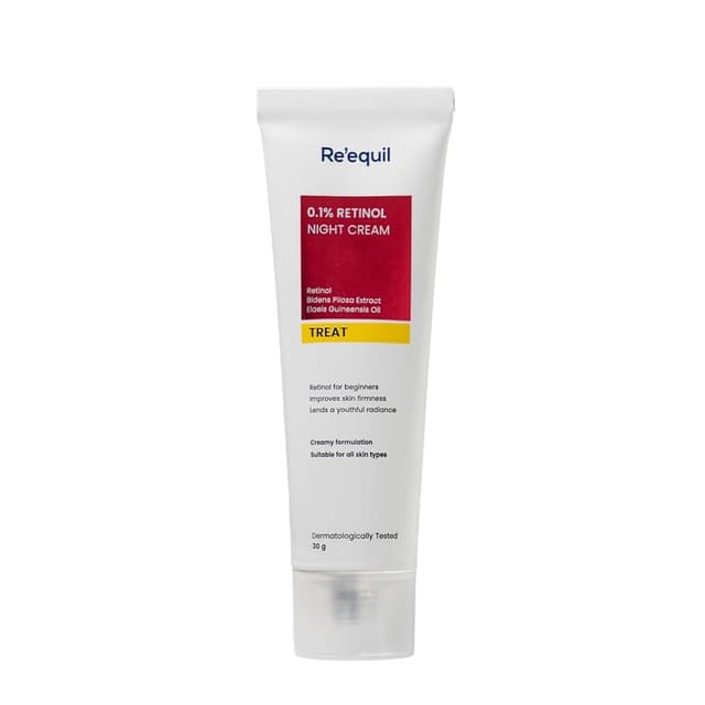 REEQUIL 0.1% Retinol Night Cream | Repairs Wrinkles & Fine Lines | Improves Skin Firmness | Beginner Friendly