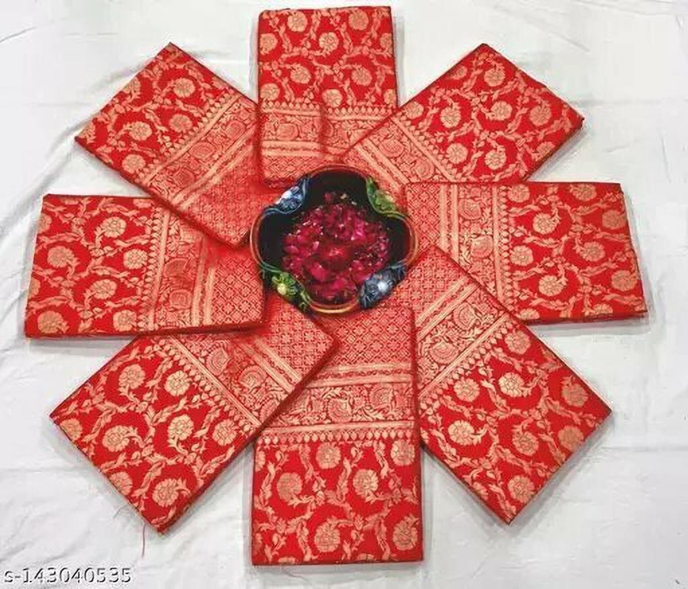 Bollywood Woven Banarasi Jacquard, Art Silk Saree Red Color 4