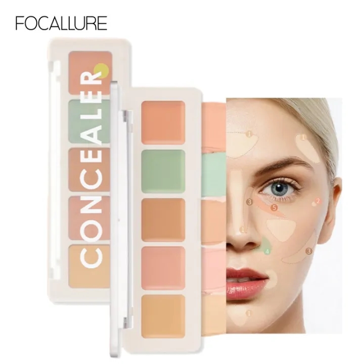 HOT Wholesale FOCALLURE 5 Colors Concealer Palette Waterproof Moisturizing Oil-control Face Contour Bronzer Primer Makeup Cosmetics No Ratings 2