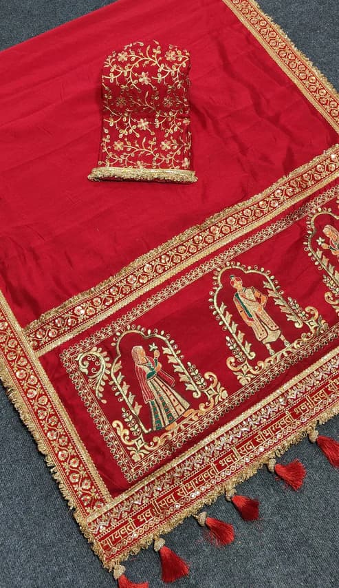 Heavy designer bridal Red saree 4