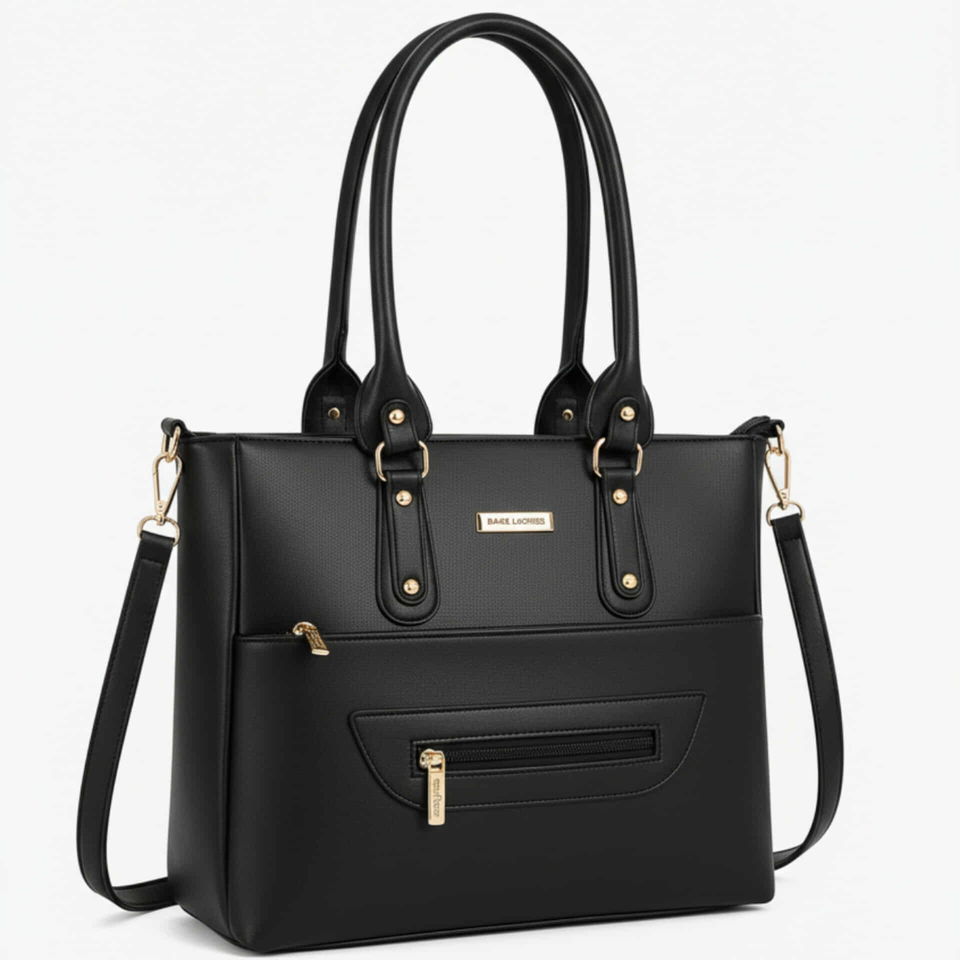 PU Leather Ladies Handbag โ Elegant Black Shoulder Bag with (10x14 inches) Black 1