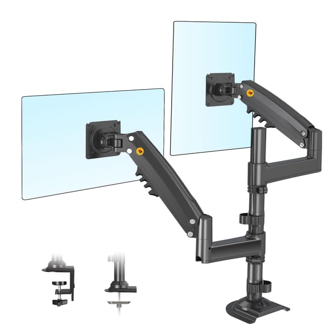 NB North Bayou Up to 12kg H180 22 - 32 Inch Gas Strut Dual TV Monitor Bracket Desk Stand Mount Holder