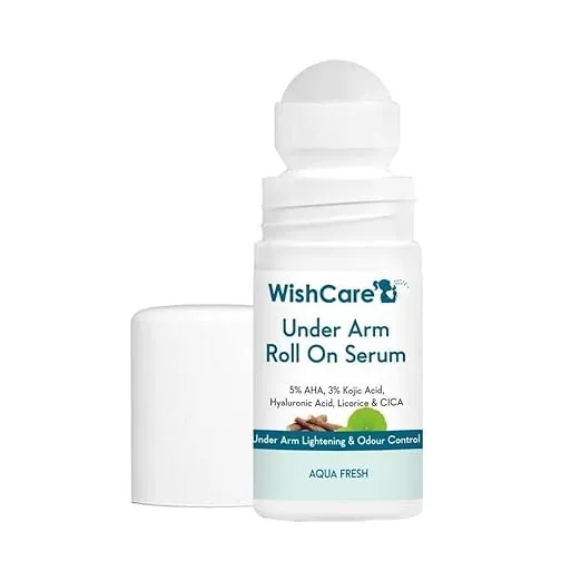 WishCare Underarm Roll On Serum - 5% AHA, 3% Kojic Acid, HA, Licorice - Underarm Lightening & Odour Control - Long Lasting Aqua Fragrance-50ml 1