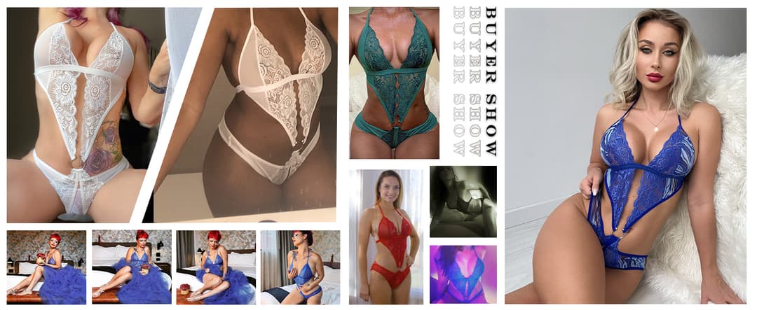 Women Deep V Lingerie Lace Teddy One Piece Babydoll Mini Bodysuit Free Size Red Color 6