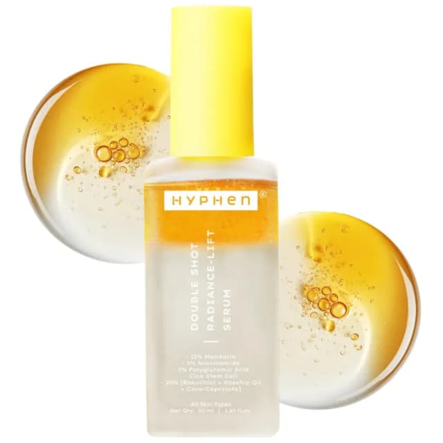 Hyphen Double Shot Radiant Lift Serum With 18% Brightening + 20% Collagen | Double Serum with 11% Mandarin 5% Niacinamide 2% PGA & Bakuchiol | Brightening & Collagen Boost | Dark Spots & Melanin Reduction | All Skin Type-50ml