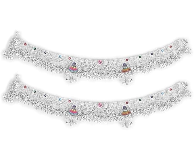 Traditional Silver-Plated Pearl Anklets for Women