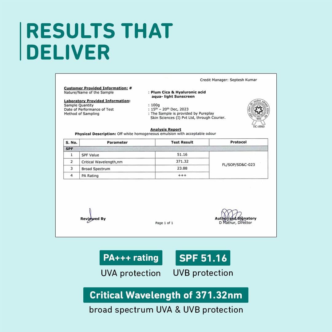 Plum Cica & Hyaluronic Aqua-Light SPF Sunscreen 50 PA+++ (50 g) 3