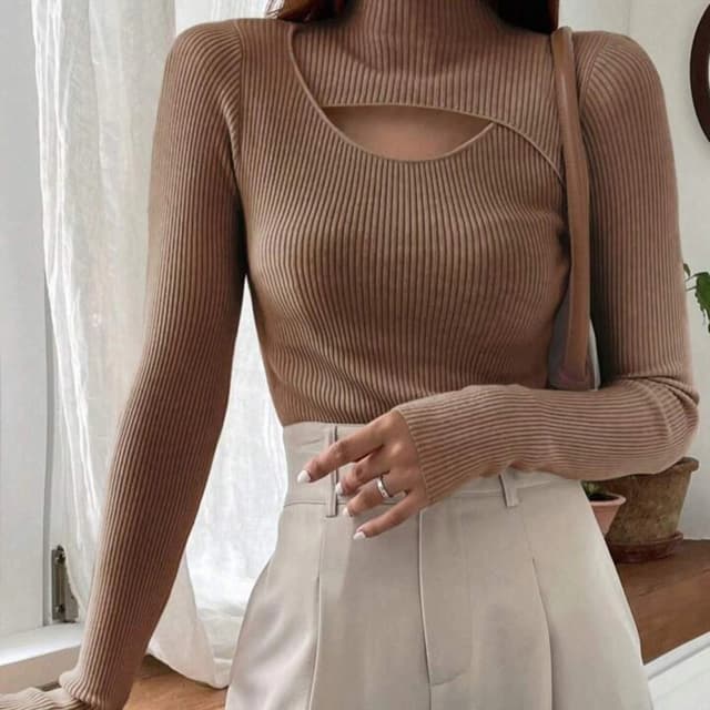 Knit Sweater for Winter Ladies wear Brown color Nepal