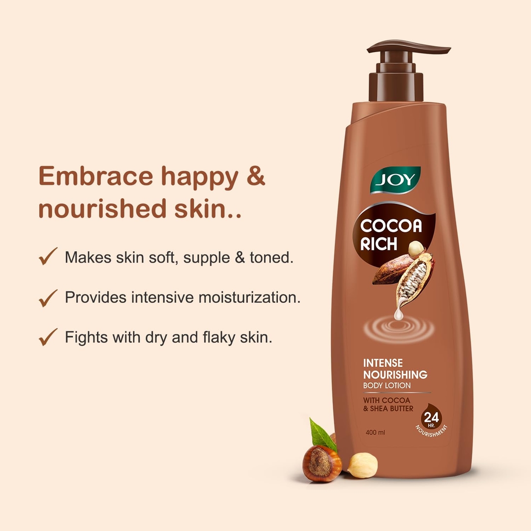 J0Y Cocoa Rich Body Lotion With Shea Butter & Cocoa Butter for 24 Hour Nourishment (400ml) 4
