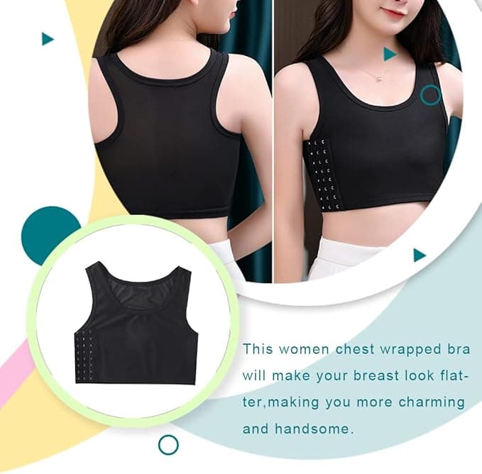 Bandage Trans Breathable Side Hook Bustier Bra Women's Corset Sports Bra Tank Tops Breathable Corsets Short Tomboy Short Chest Binder Top for Women 5
