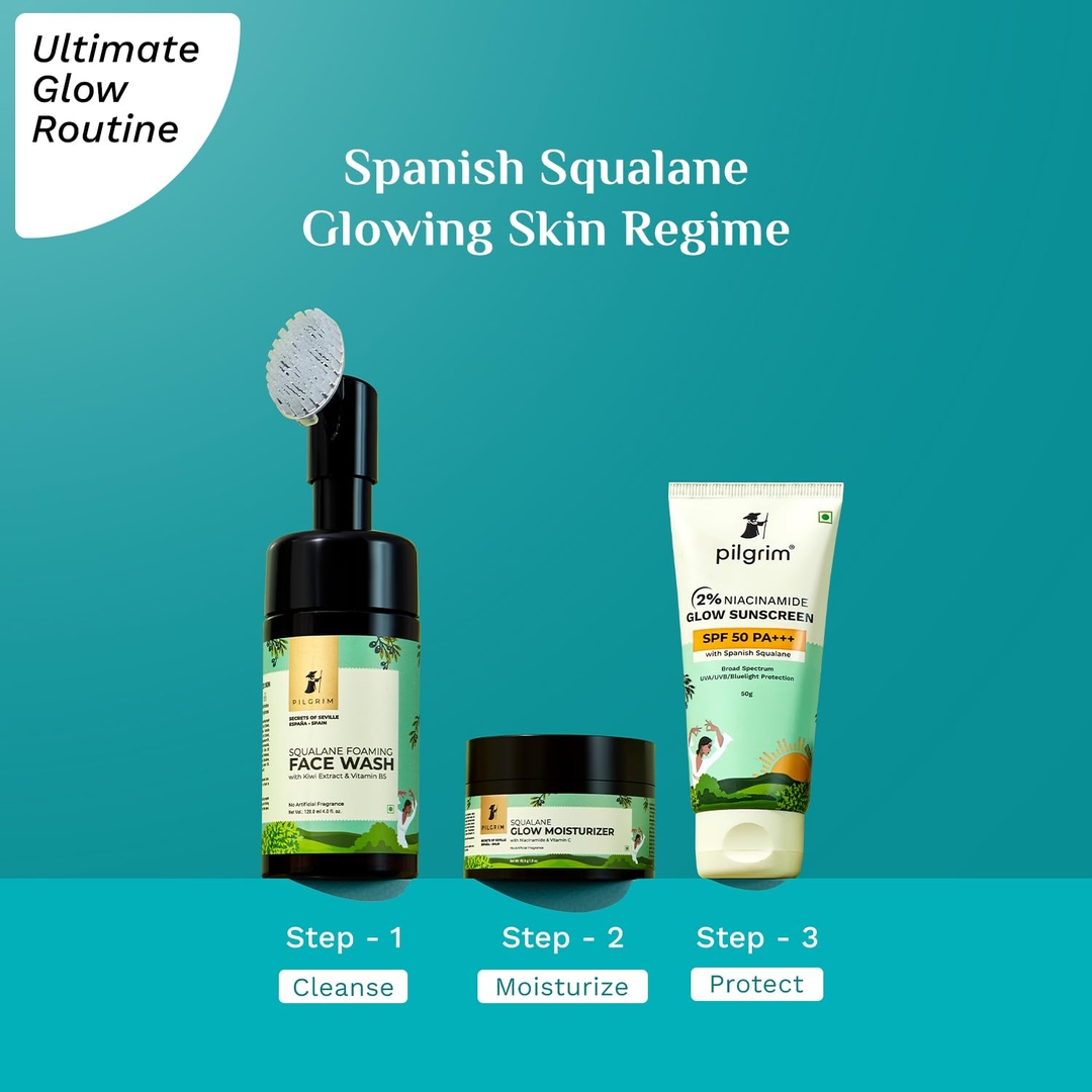 Pilgrim Squalane Niacinamide & Vitamin C Glow Moisturizer Cream for face | Moisturizer for dry skin hydration | Face moisturizer with vitamin c for glowing skin |Non-greasy | For Women and Men I 50 gm 6