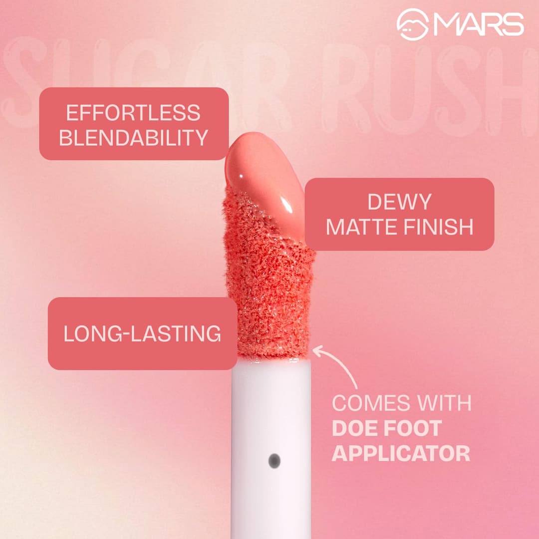 MARS Sugar Rush Liquid Blush 4.5ml | High-Pigmentation | Lightweight Formula | Dewy Matte Finish | Long-Lasting | Smooth Radiant Glow | Easy Doe-Foot Applicator 2